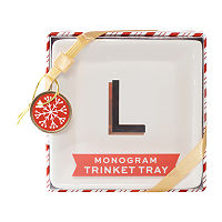 Pink Sky Monogrammed Trinket Tray, One Size, Beige