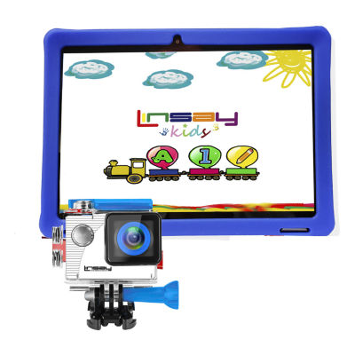 Linsay 10.1" 32GB Storage Android 12 Tablet With Kids Case And Action Cam
