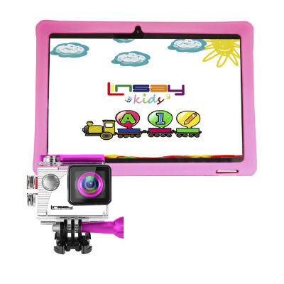 Linsay 10.1" 32GB Storage Android 12 Tablet With Pink Kids Case And Action Cam"