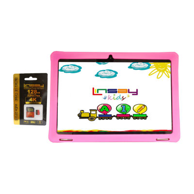 Linsay 10.1" 32GB Storage Android 12 Tablet With Pink Kids Case And 128GB SD Card"