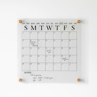 Martha Stewart Premium Acrylic Monthly Wall Calendar and Notes Board - Clear/Gold