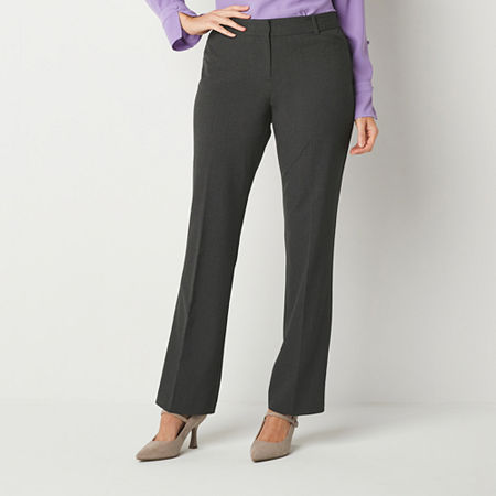 Liz Claiborne Audra Tailored Straight Fit Straight Trouser, 18 Petite, Gray