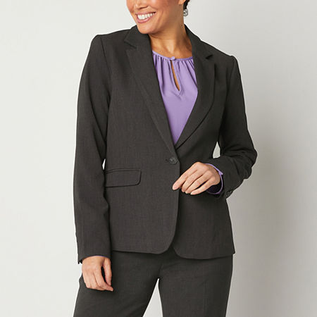 Liz Claiborne Kate Womens Classic Fit Blazer, 12 Petite, Gray