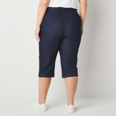 St. John's Bay Secretly Slender Womens Straight Mid Rise Plus Capri Pant