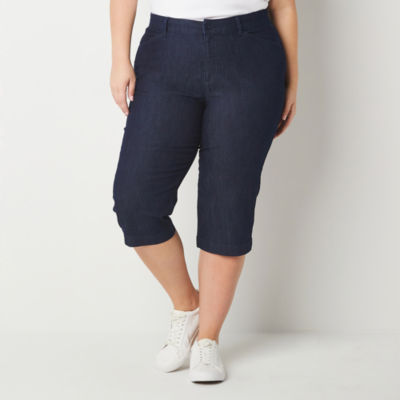 St. John's Bay Secretly Slender Womens Straight Mid Rise Plus Capri Pant