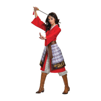 Womens Mulan Hero Red Dress Deluxe Costume