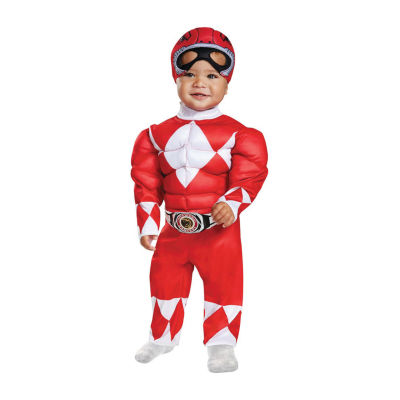 Toddler Boys Mighty Morphin Red Muscle Power Rangers Costume