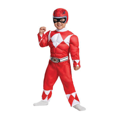 Toddler Boys Mighty Morphin Red Muscle Power Rangers Costume