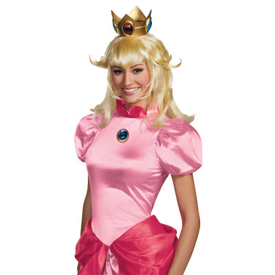 Womens Princess Peach Super Mario Wig Costume Accessory