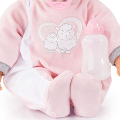 Bayer Design 18 Inch Baby Doll Sheep Pink & Grey Toy Playset