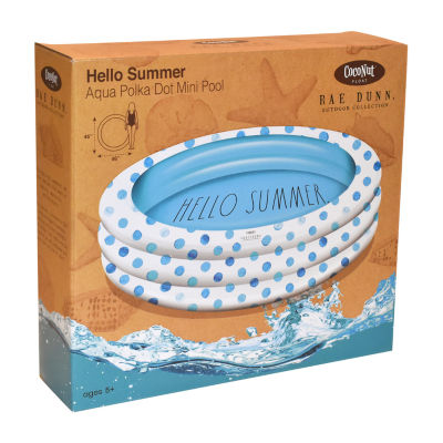 Rae Dunn Hello Summer Aqua Poka Dots Inflatable Pool Inflatable Pool