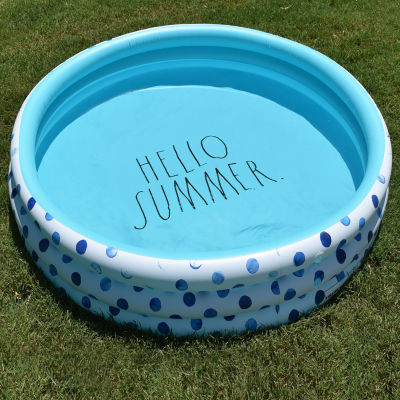 Rae Dunn Hello Summer Aqua Poka Dots Inflatable Pool Inflatable Pools