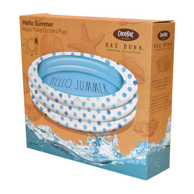 Rae Dunn Hello Summer Aqua Poka Dots Inflatable Pool Inflatable Pool