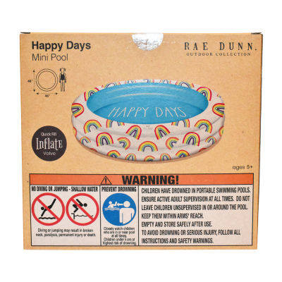 Rae Dunn Happy Days Aqua Rainbow Mini Pool Inflatable Pool