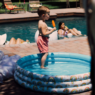 Rae Dunn Happy Days Aqua Rainbow Mini Pool Inflatable Pools