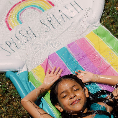 Rae Dunn Splish Splash Rainbow Slide & Ride Water Slide