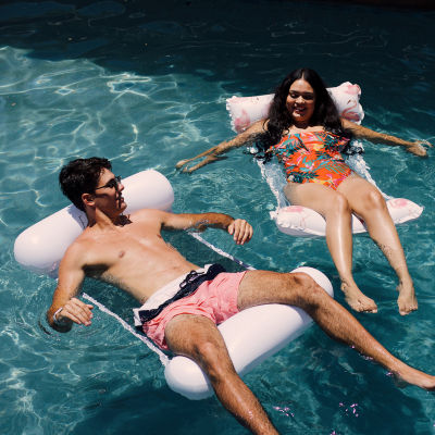 Rae Dunn Pink Hammock Infatable Flamingo Pool Lounger Pool Float