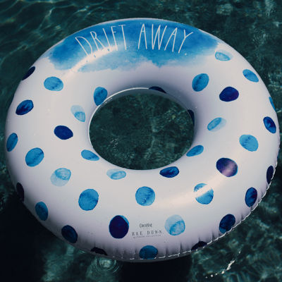 Rae Dunn Indigo Polka Dot Inflatable Jumbo Pool Tube Pool Float