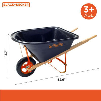 Black+Decker Realistic Wheelbarrow For Kids Garden Toy