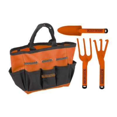 Black & Decker Open Garden Toolbox Complete with Eight Piece Garden Tools Set for Kids