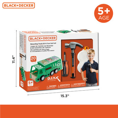 Black+Decker Diy Recycling Bus Kit And 3pcs Pretend Play Toolset
