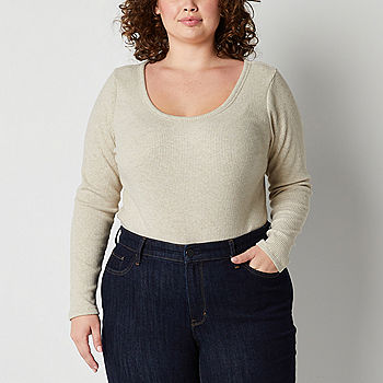 Scoop Women's Long Sleeve Sweater Bodysuit 