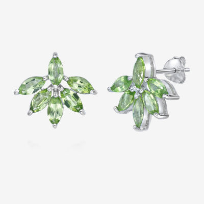 Genuine Green Peridot Sterling Silver 15mm Stud Earrings