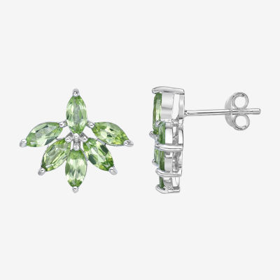 Genuine Green Peridot Sterling Silver 15mm Stud Earrings