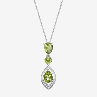 Womens Gemstone Sterling Silver Pendant Necklace