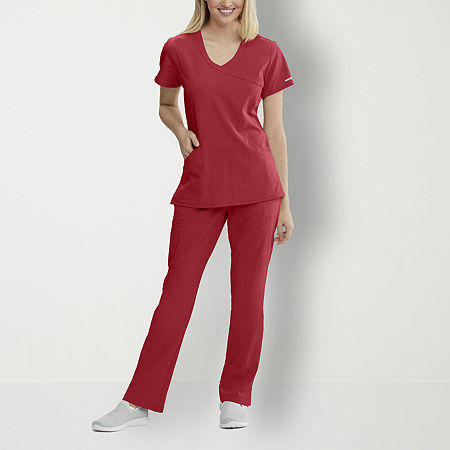 Skechers Sk102 Reliance 3-Pocket Crossover Womens V Neck Short Sleeve Tag Free Stretch Fabric Moisture Wicking Scrub Tops