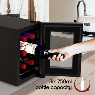 Ionchill 6-Bottle Wine Cooler, Mini Fridge with Wine Rack and Temperature