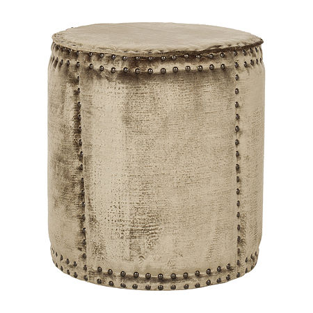 Paula Ottoman W/Nailhead Trim, One Size, Green