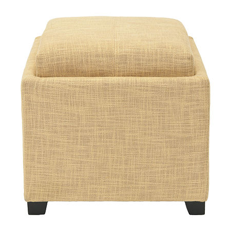 Harrison Tray Storage Ottoman, One Size, Yellow