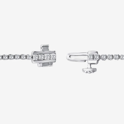 (F, Si2) Womens 1 CT. T.W. Lab Grown White Diamond 10K White Gold 7.25 Inch Tennis Bracelet