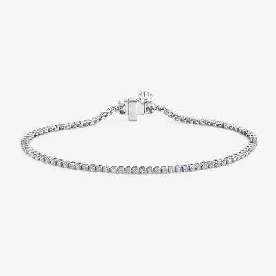 (F, Si2) Womens 1 CT. T.W. Lab Grown White Diamond 10K White Gold 7.25 Inch Tennis Bracelet