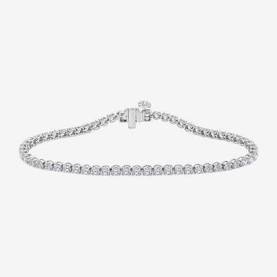 (F, Si2) Womens 2 3/4 CT. T.W. Lab Grown White Diamond 10K Gold 6 1/2 Inch Tennis Bracelet