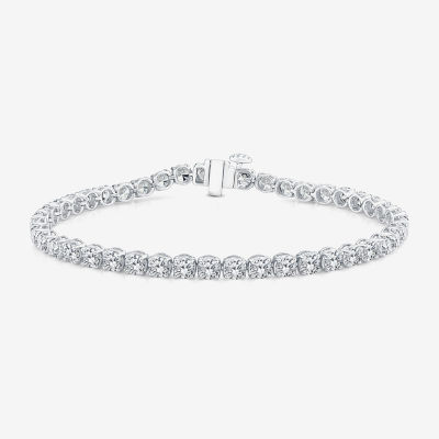 (F, Si2) Womens 6 1/2 Ct. T.W. Lab Grown White Diamond 14K Gold Round 6 1/2 Inch Tennis Bracelet