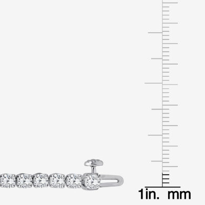 (F, Si2) Womens 5 1/2 CT. T.W. Lab Grown White Diamond 10K White Gold Round 6 1/2 Inch Tennis Bracelet