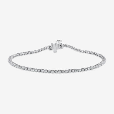(F, Si2) Womens 2 1/8 Ct. T.W. Lab Grown White Diamond 10K White Gold 7.25 Inch Tennis Bracelet