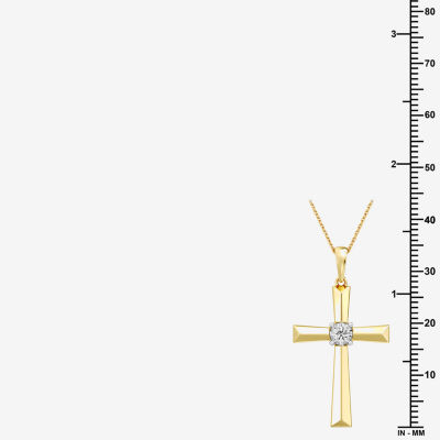 Yes, Please! (G, I2) Womens 1/10 CT. T.W. Lab Grown White Diamond 14K Gold Over Silver Cross 18 Inch Pendant Necklace