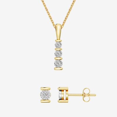 Yes, Please!, (G/I2) Womens 1/10 CT. T.W. Lab Grown White Diamond 14K Gold Over Silver 2-pc. Jewelry Set