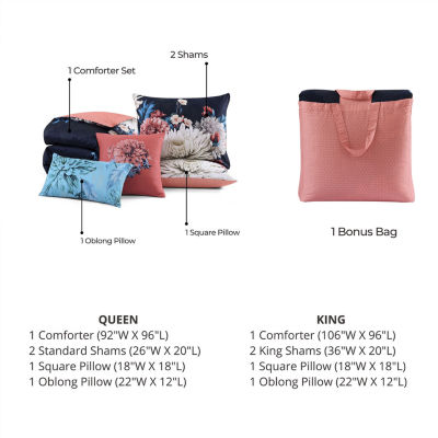 Bebejan Navy Mums 5-pc. Midweight Reversible Comforter Set