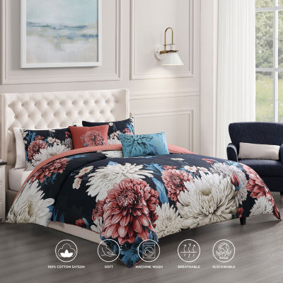 Bebejan Navy Mums 5-pc. Midweight Reversible Comforter Set