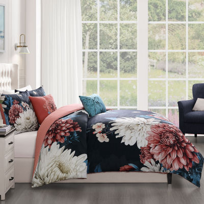 Bebejan Navy Mums 5-pc. Midweight Reversible Comforter Set