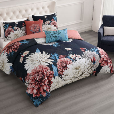Bebejan Navy Mums 5-pc. Midweight Reversible Comforter Set