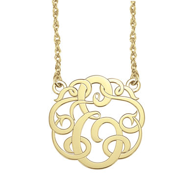 Personalized 20mm Ribbon-Style Initial Pendant Necklace