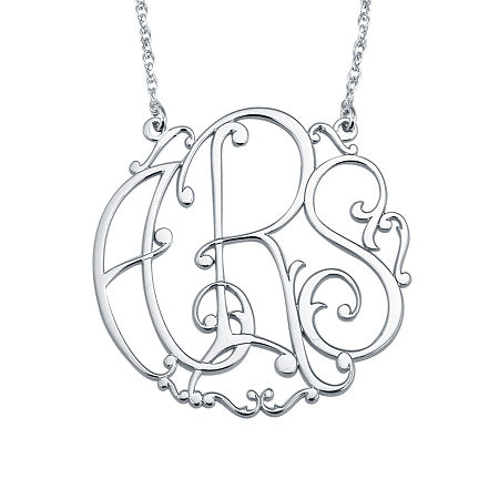 Personalized 30mm Ivy Monogram Initials Pendant Necklace, One Size, White