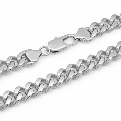 Mens Stainless Steel 24" 9mm Flat Curb Chain Necklace