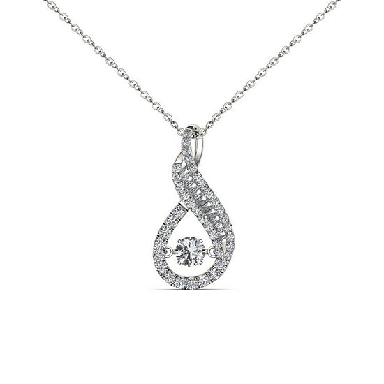 Love in Motion Womens 1/2 CT. T.W. Genuine White Diamond 10K Gold Pendant