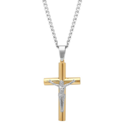 Mens Stainless Steel Crucifix Cross Pendant Necklace - JCPenney